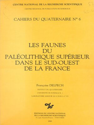 cover image of Les faunes du paléolithique supérieur dans le Sud-Ouest de la France